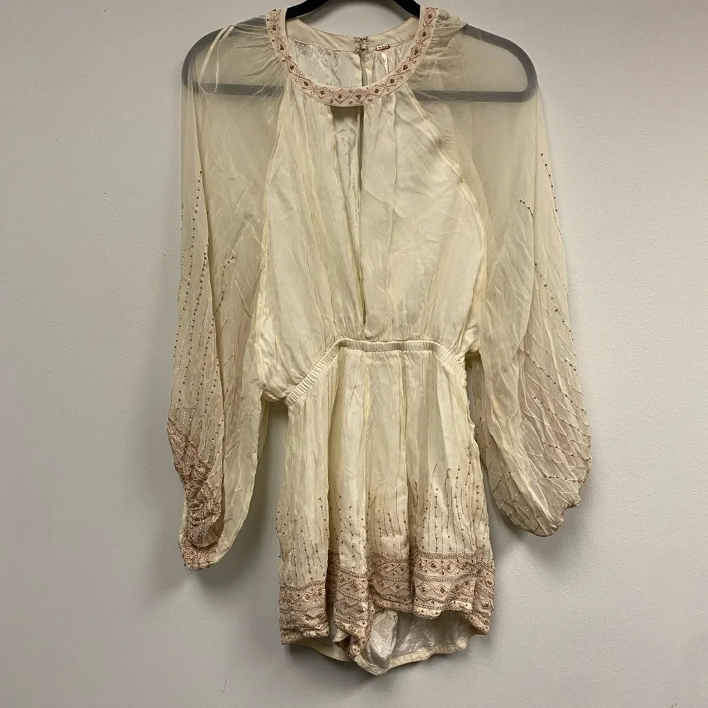 NWT Free People Butterfly Kisses Beaded Romper Size Small